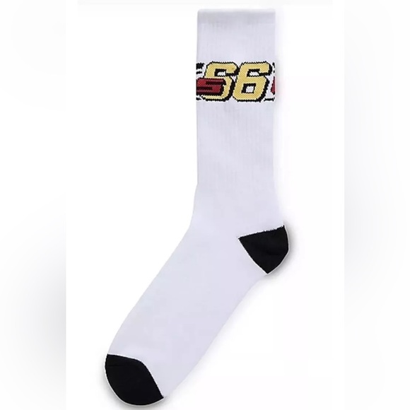 Vans Dusk Downer Crew Socks 1 Pair Men 9.5-13 White w 66 Logo Skate Off The Wall - Picture 2 of 12